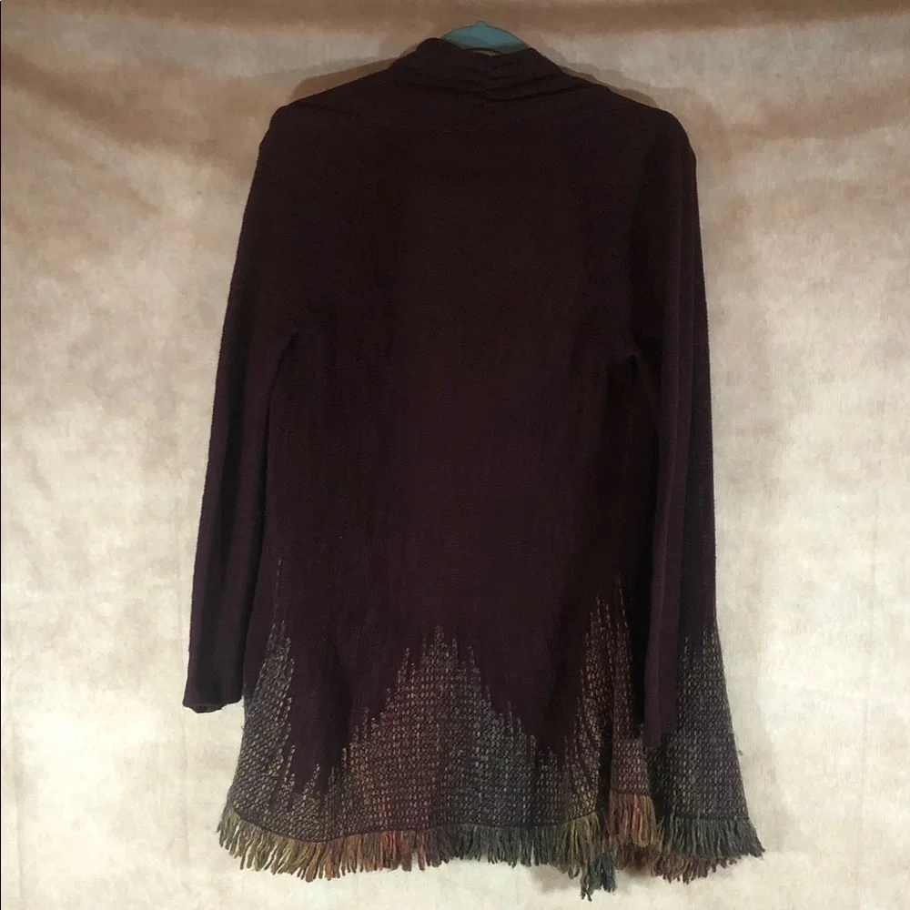 Moth by Anthropologie Purple and Brown Boho‎ Fringe Women's Cardigan